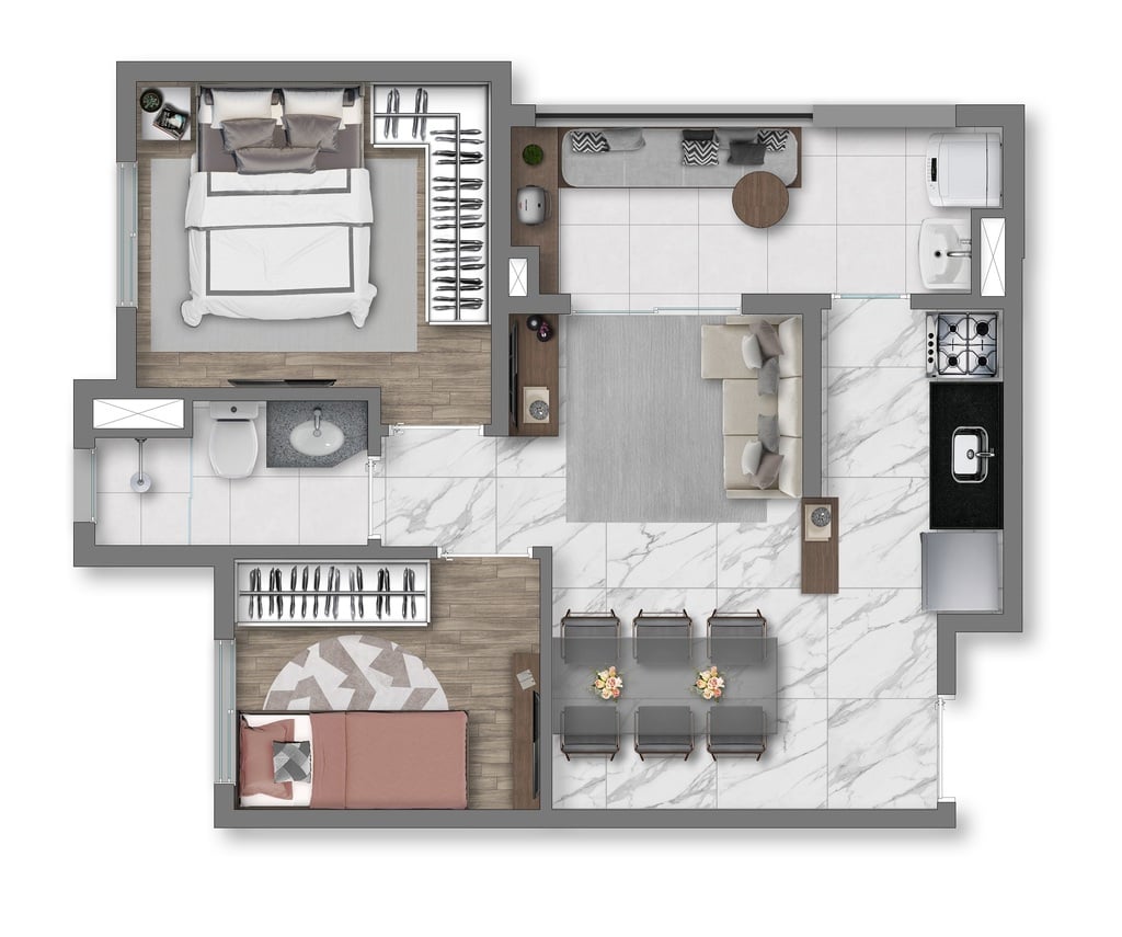 Planta 04 - 2 dorm 41 95m