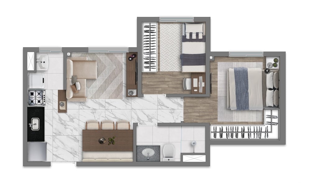 Planta 03 - 2 dorm 36 62m