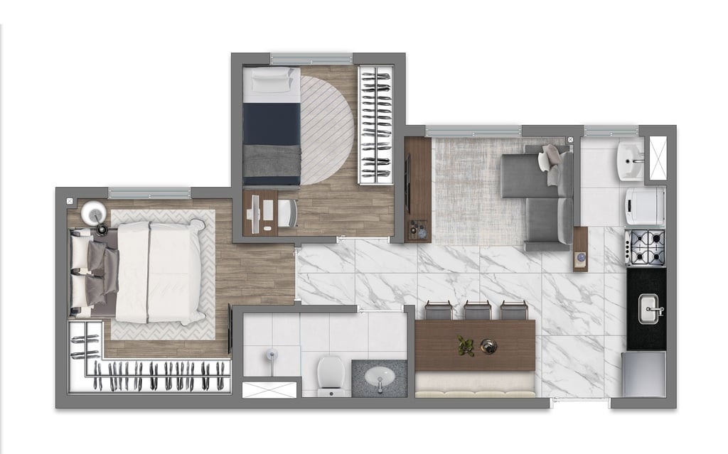 Planta 02 - 2 dorm 36 53m