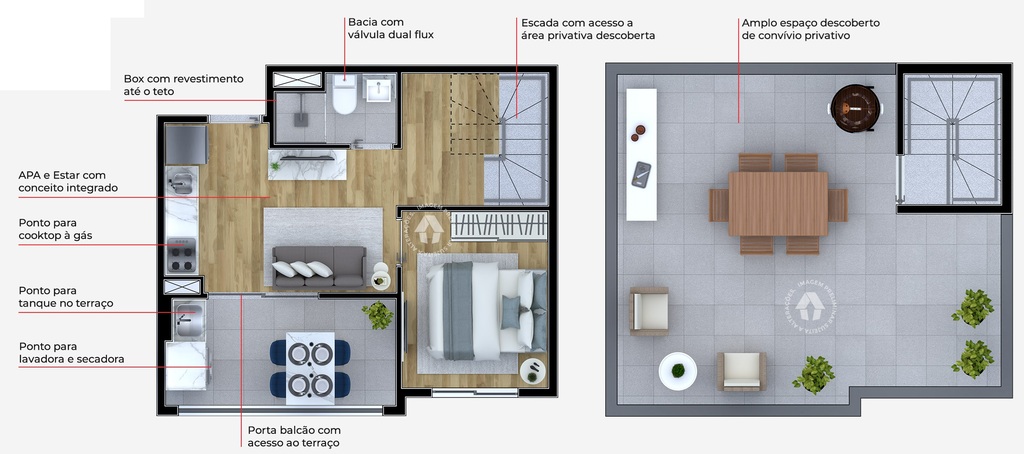 Planta 04 - 1 dorm 69m - cobertura duplex