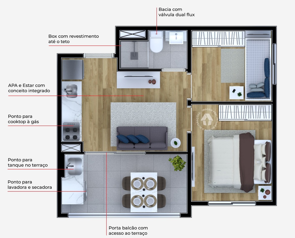 Planta 03 - 2 dorm 35m