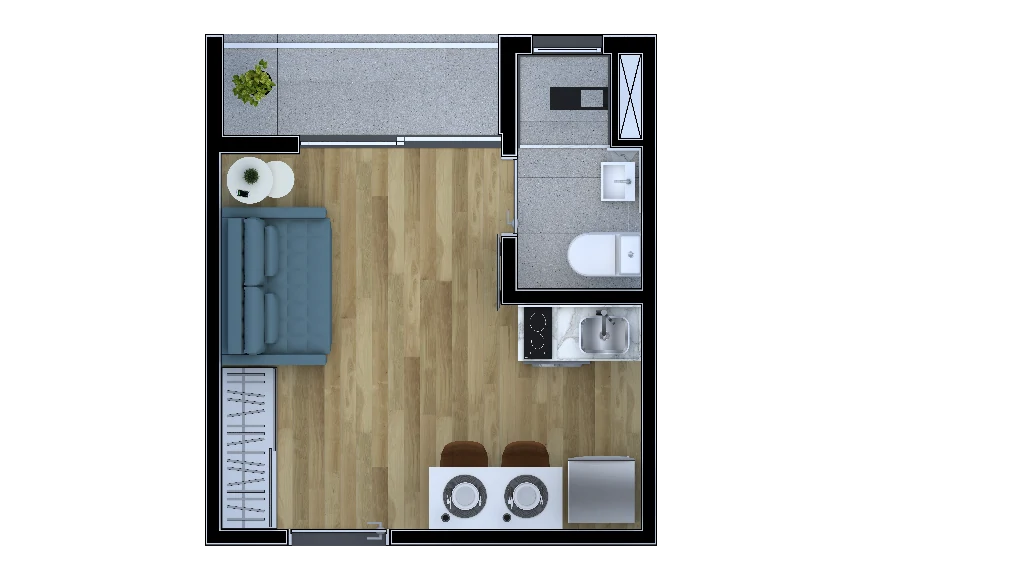 Planta 01 - 1 dorm 18m - studio