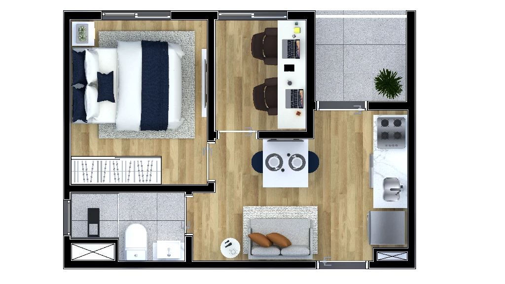 Planta 02 - 1 dorm 27m
