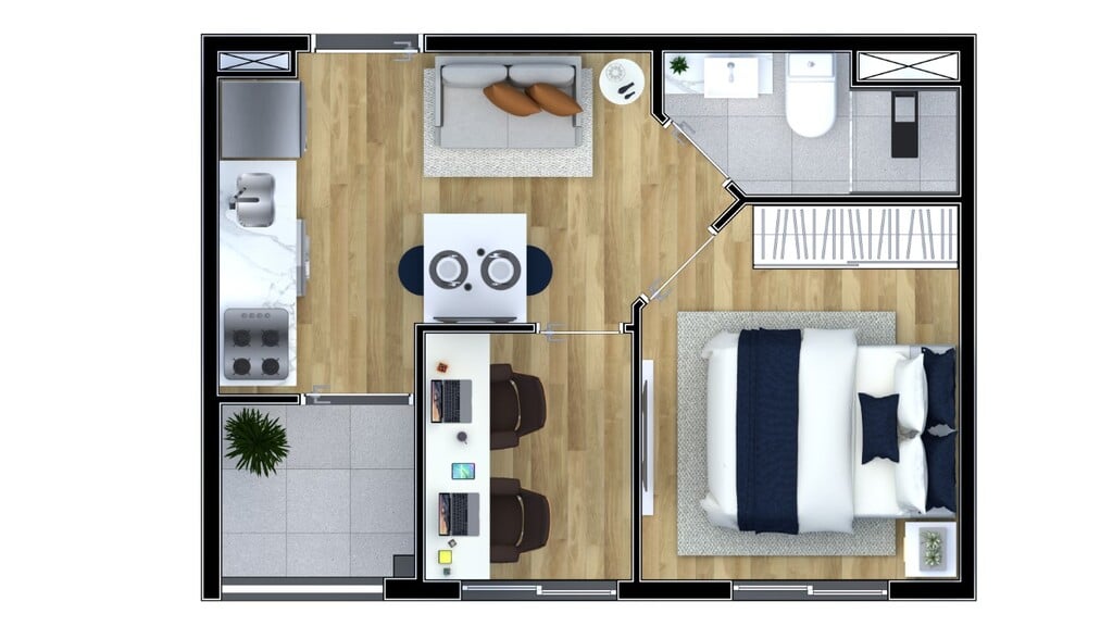 Planta 02 - 1 dorm 27m
