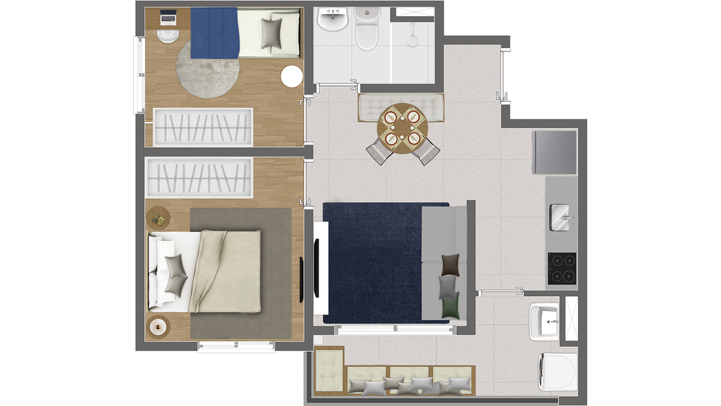 Planta 02 - 2 dorm 40m