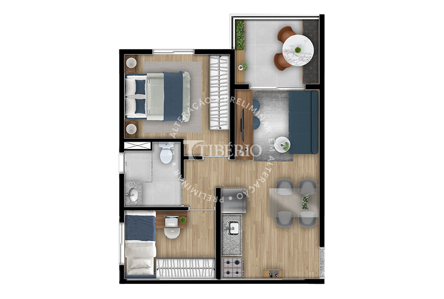 Planta 04 - 2 dorm 40,81m