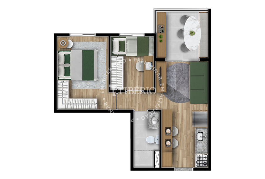 Planta 02 - 2 dorm 30,50m