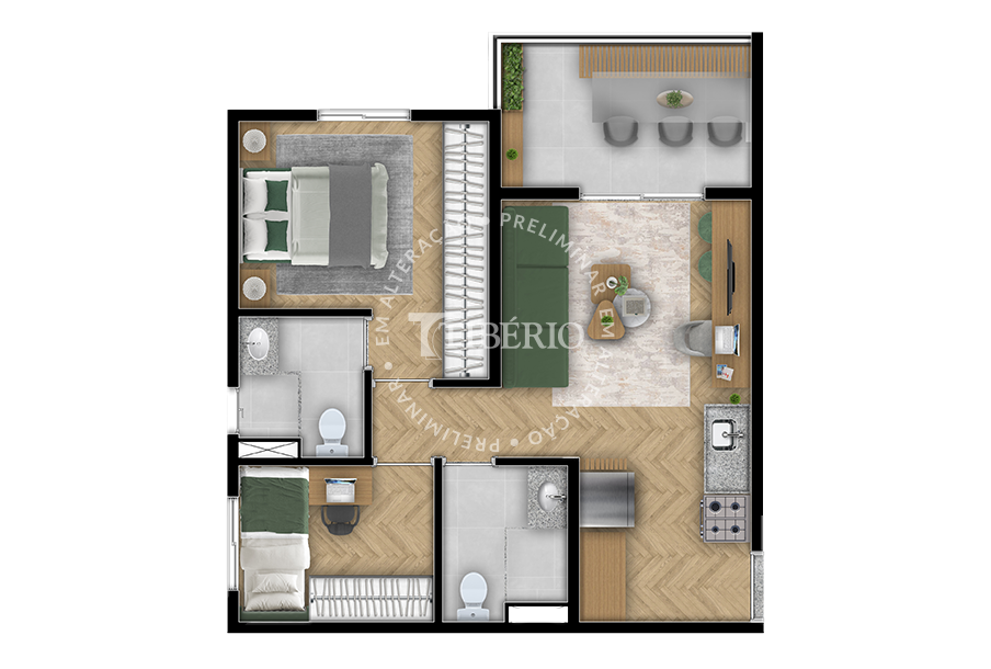 Planta 05 - 2 dorm 48,09m