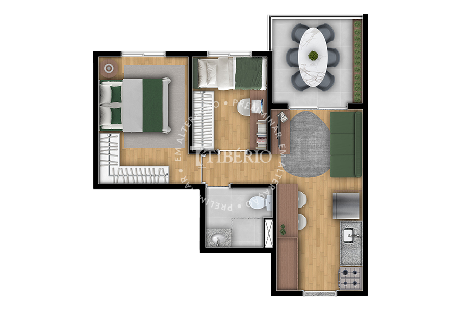Planta 03 - 2 dorm 39,54m