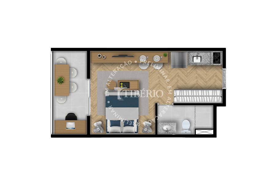Planta 01 - 1 dorm 27,69m - studio