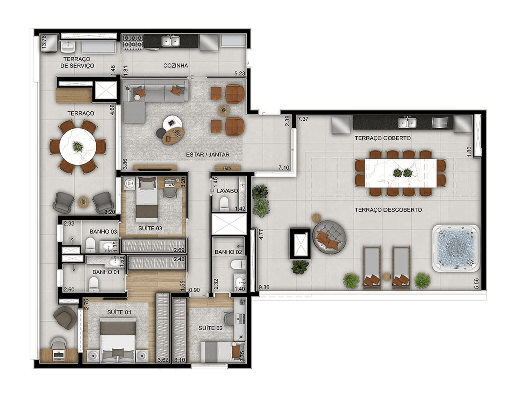 Planta 09 - 3 dorm 201m - penthouse