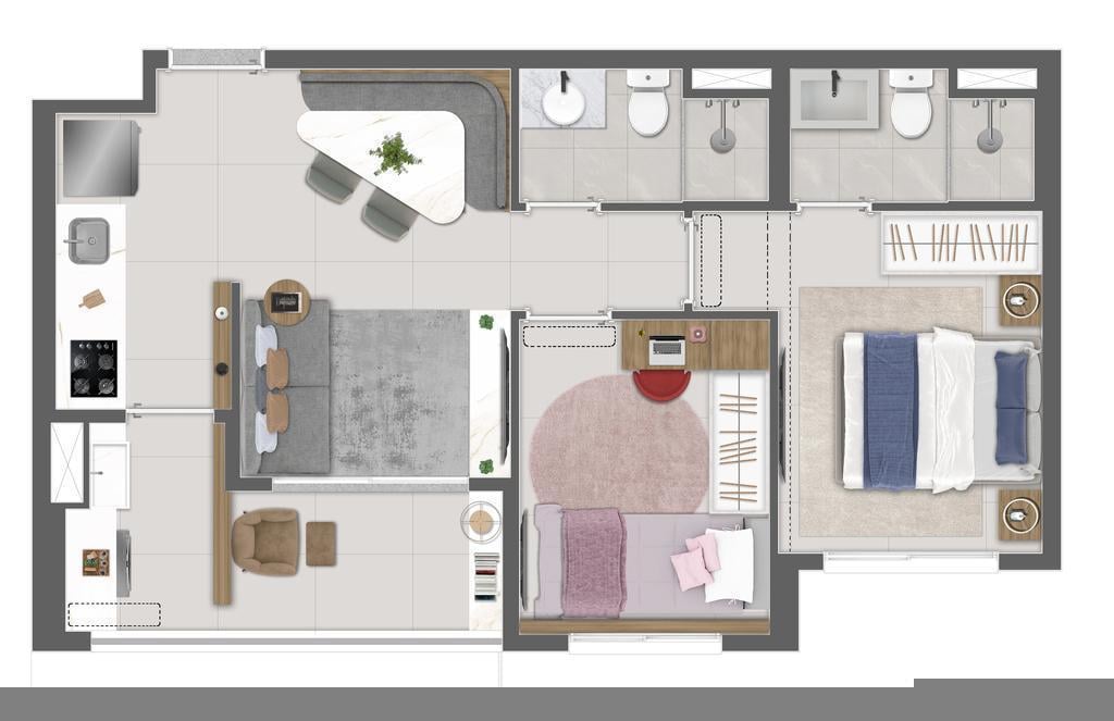 Planta 04 - 2 dorm 49m