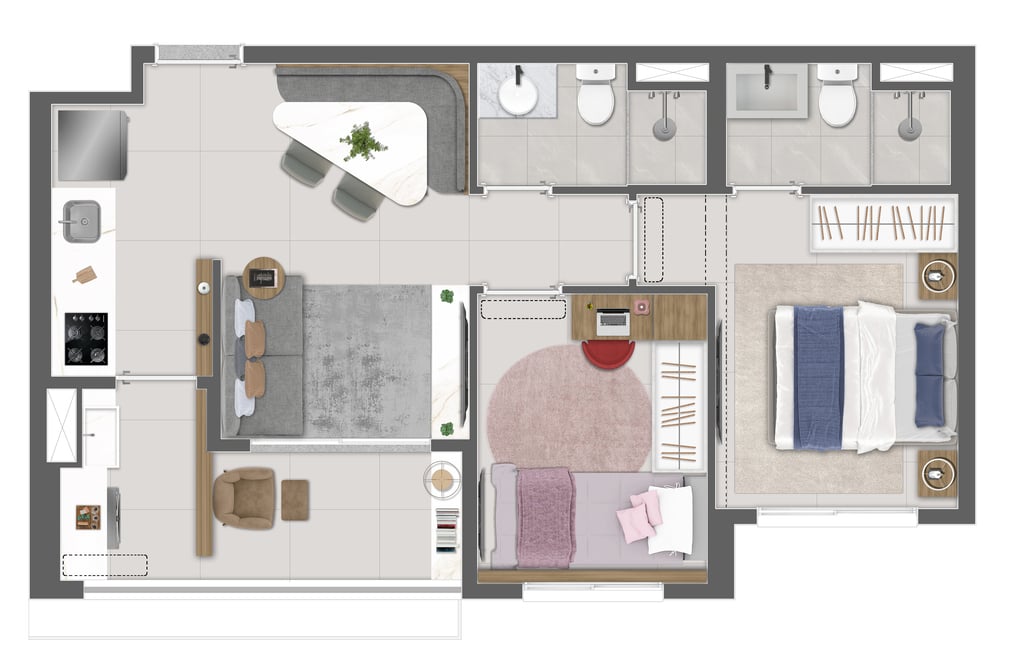 Planta 04 - 2 dorm 49m