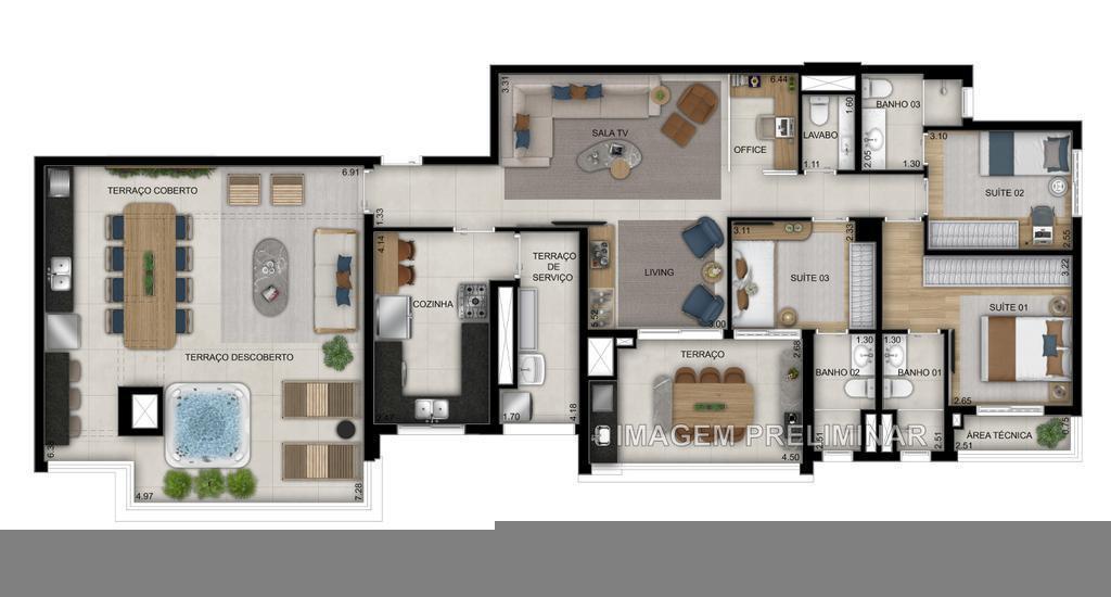 Planta 07 - 3 dorm 173m - penthouse