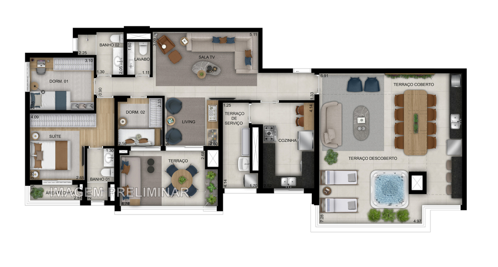 Planta 06 - 3 dorm 162m - penthouse
