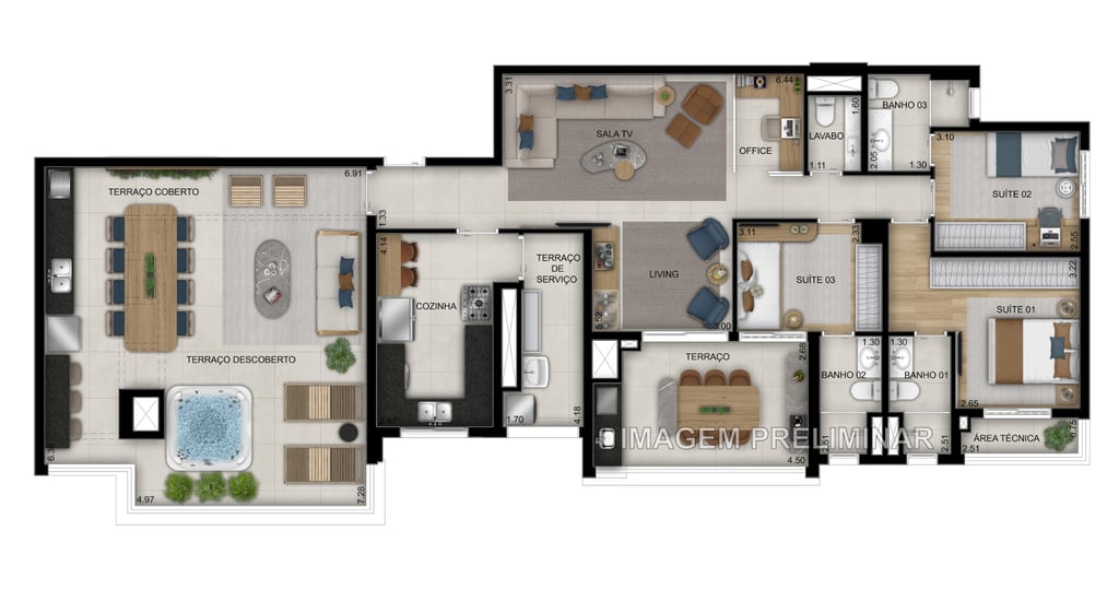 Planta 07 - 3 dorm 173m - penthouse