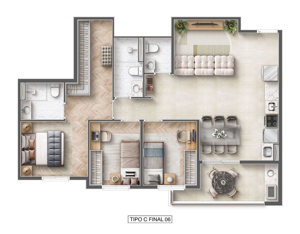 Planta 03 - 3 dorm 79,67m