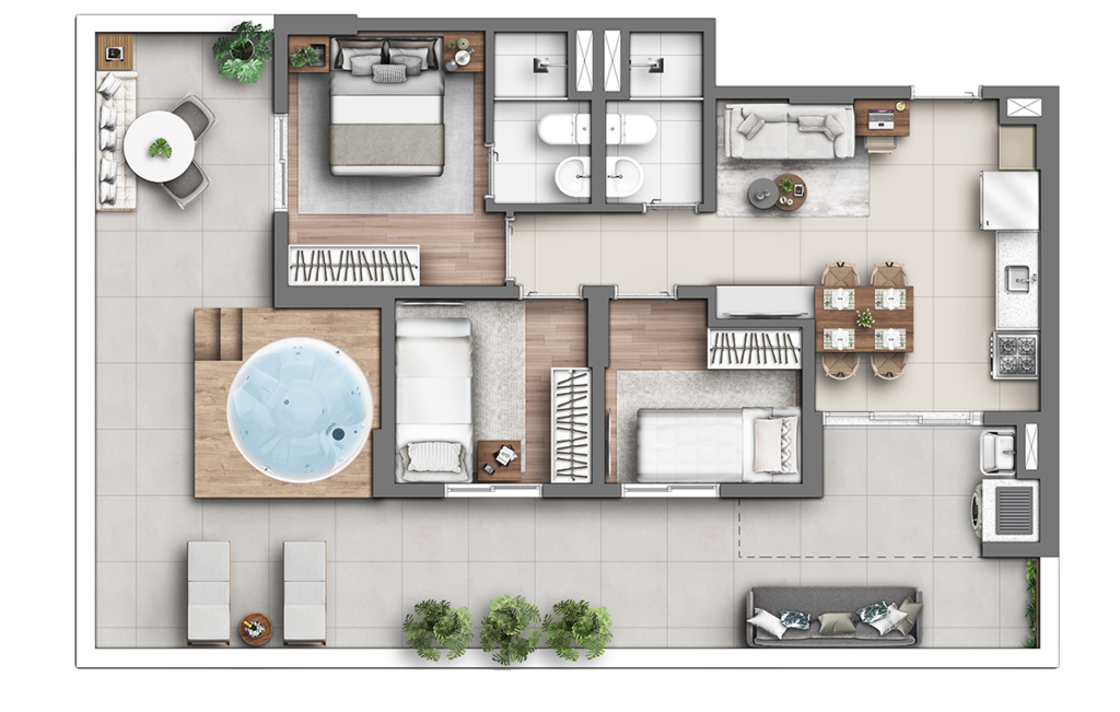 Planta 11 - 3 dorm 107,84m - garden