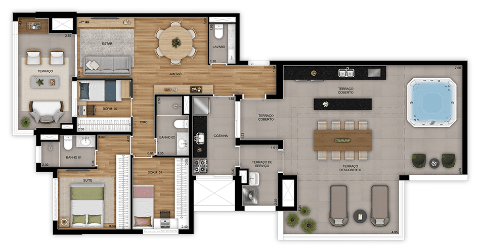 Planta 05 - 3 dorm 145m - penthouse