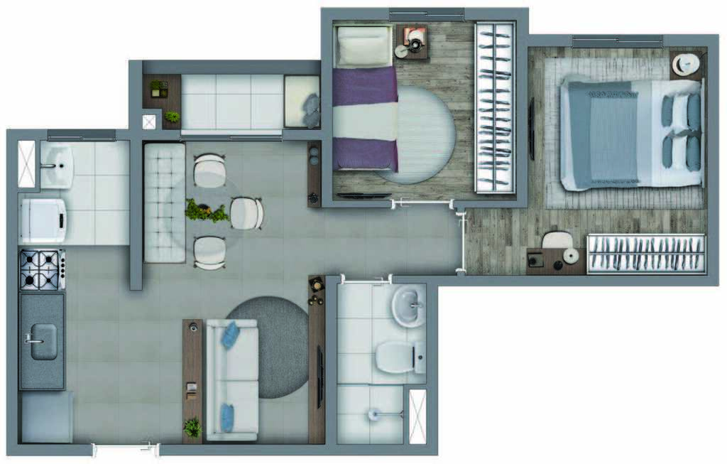 Planta 04 - 2 dorm 41,69m