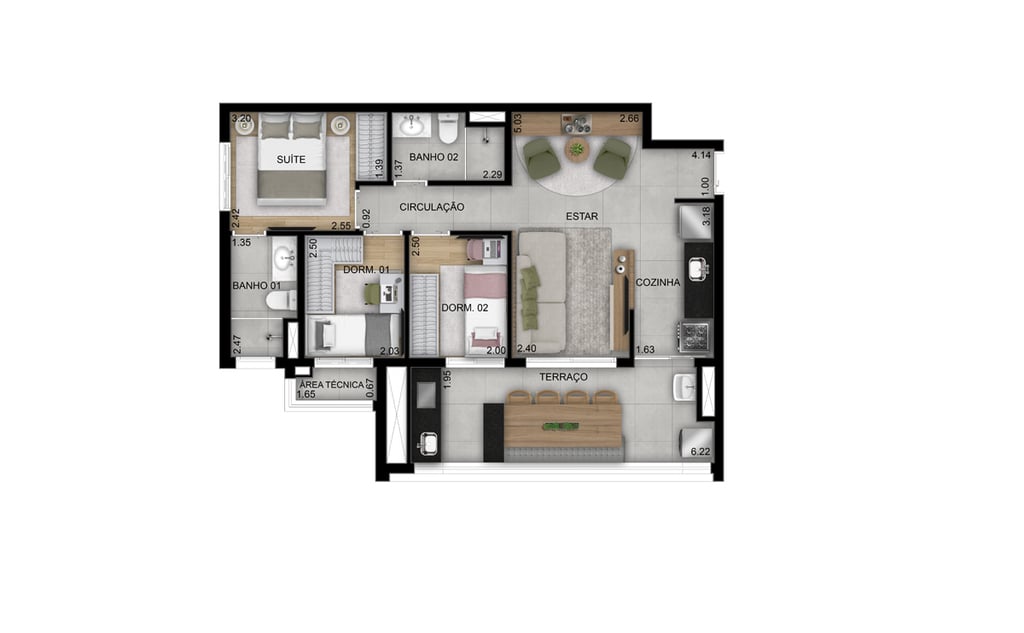 Planta 04 - 3 dorm 69m