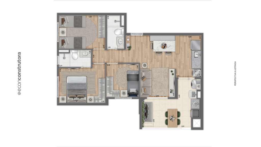 Planta 05 - 3 dorm 69,56m
