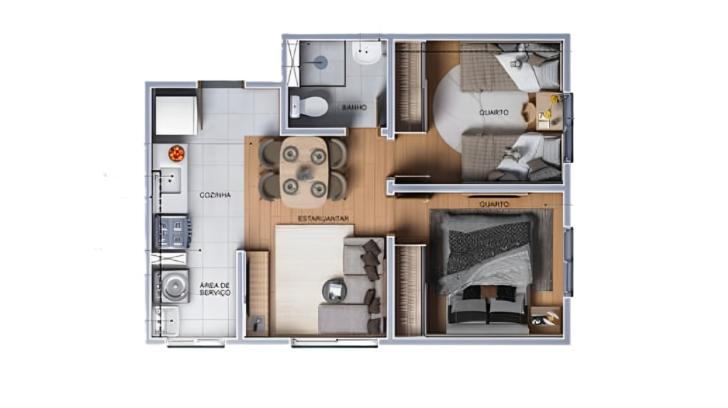 Planta 02 - 2 dorm 39,61m