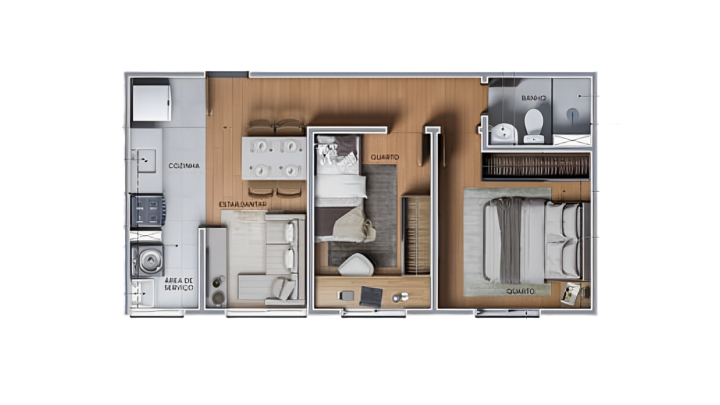 Planta 01 - 2 dorm 36,92m