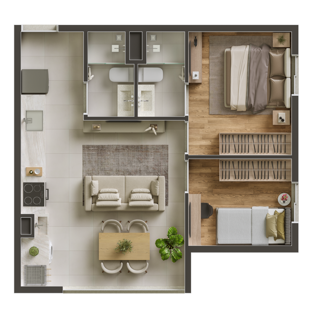 Planta 03 - 2 dorm 43m