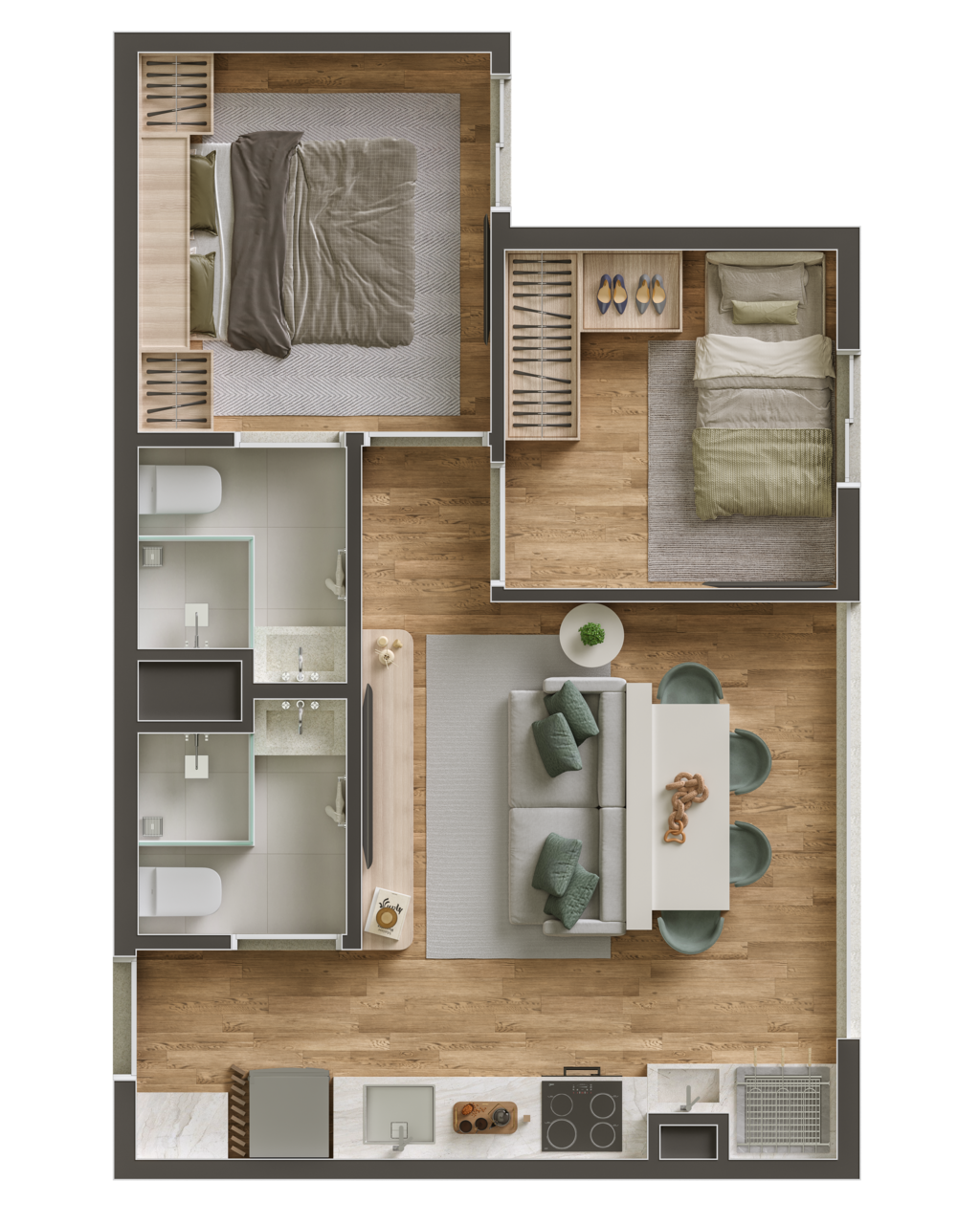 Planta 02 - 2 dorm 42m
