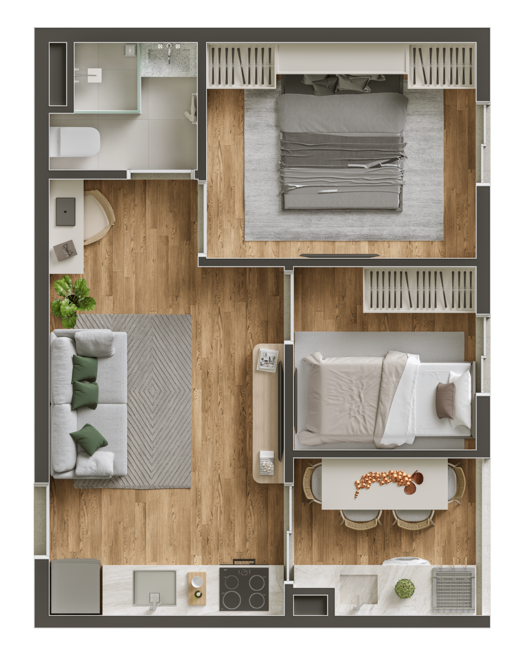 Planta 01 - 2 dorm 38m