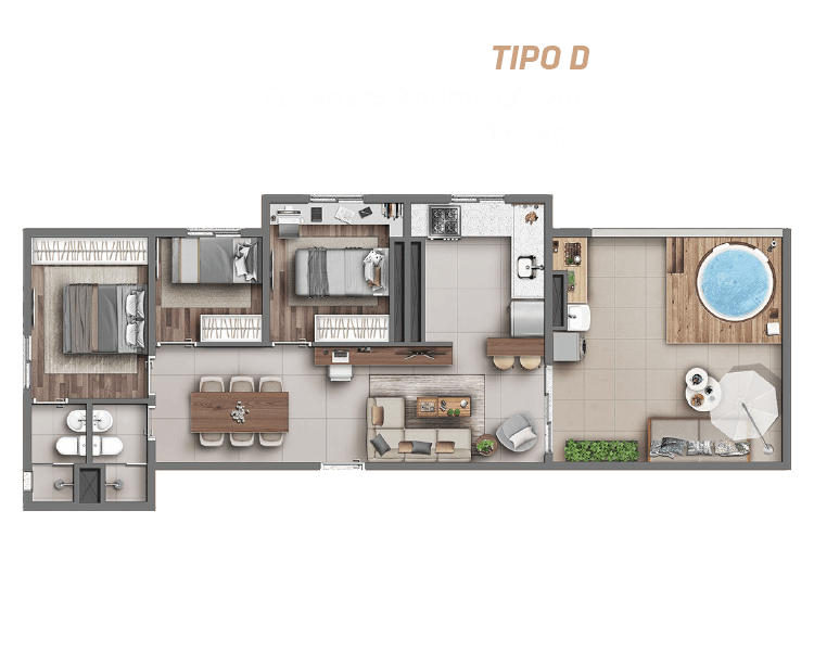 Planta 05 - 3 dorm 82 68m - cobertura horizontal