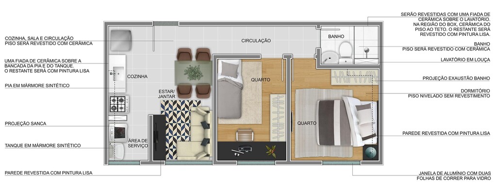 Planta 02 - 2 dorm 39 61m