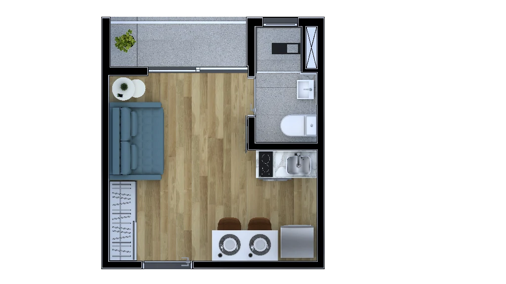 Planta 01 - 1 dorm 18m - studio