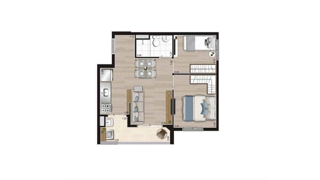 Planta 07 - 2 dorm 41 53m