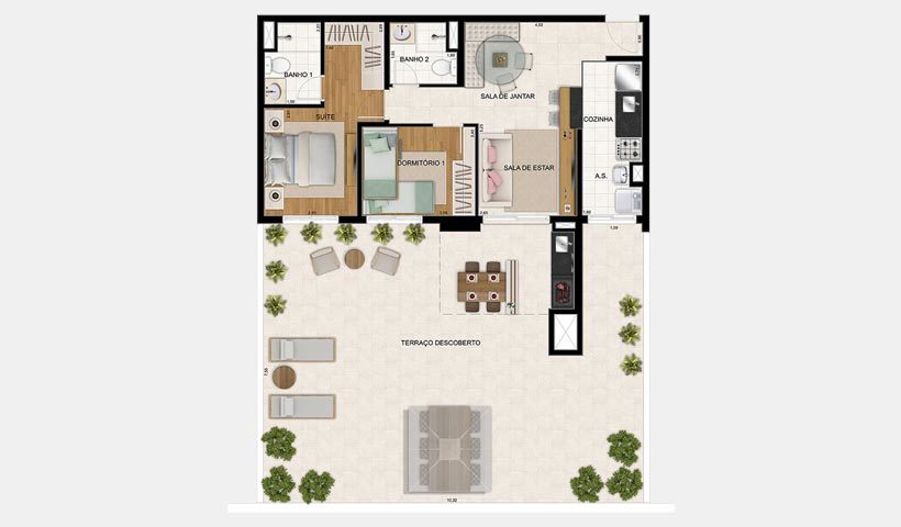 Planta 07 - 2 dorm 138m - garden