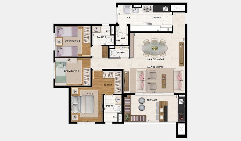 Planta 06 - 3 dorm 106m - opo