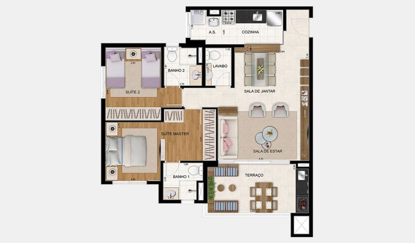 Planta 04 - 2 dorm 86m - opo 2