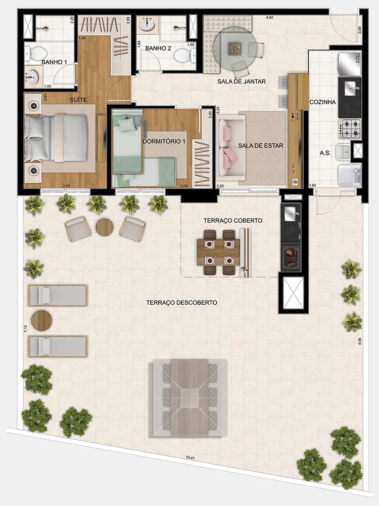 Planta 07 - 2 dorm 145m - garden