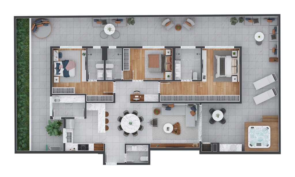 Planta 06 - 3 dorm 256,77m - garden