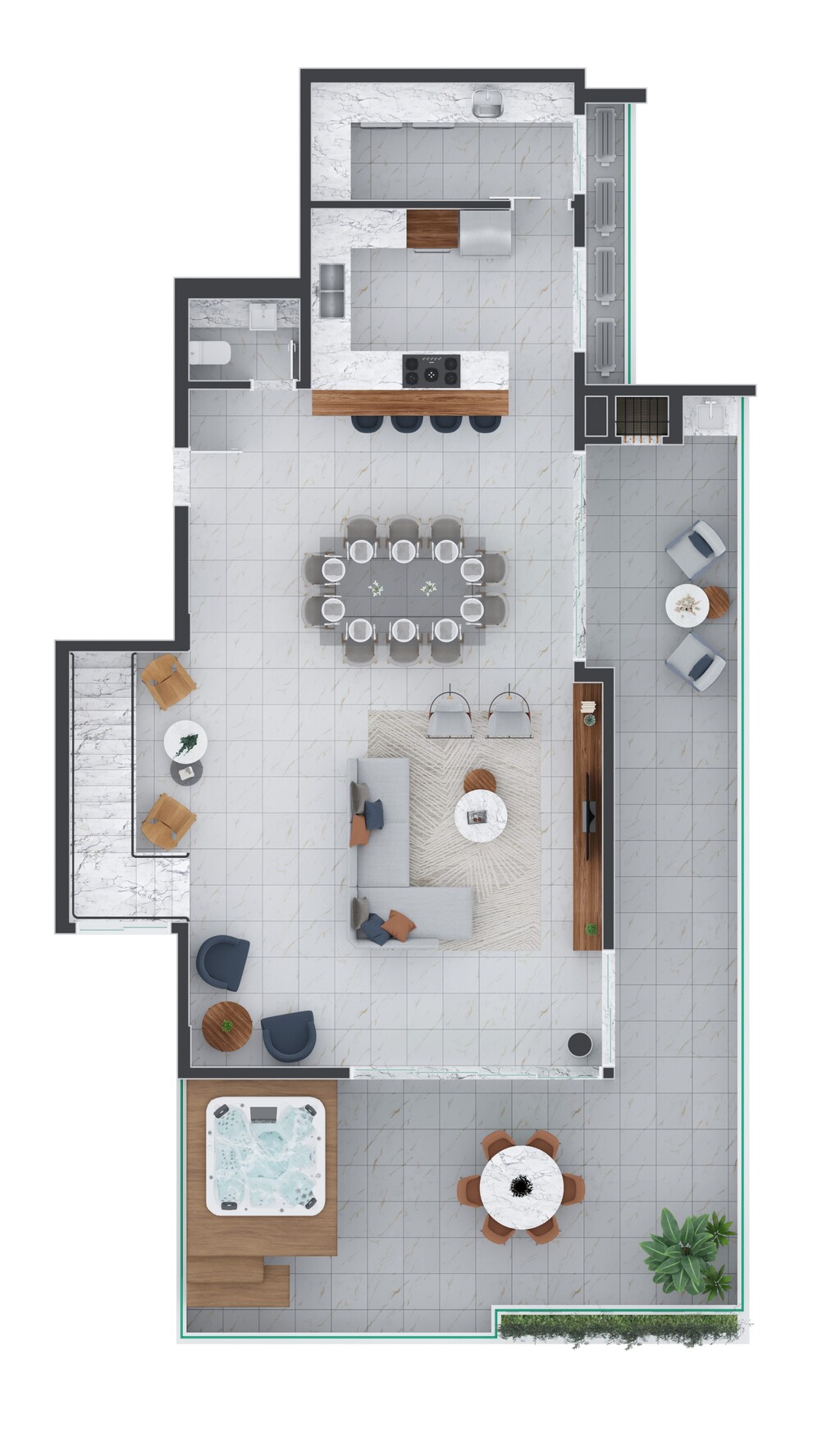 Planta 07 - 3 dorm 282,87m - cobertura duplex - inferior