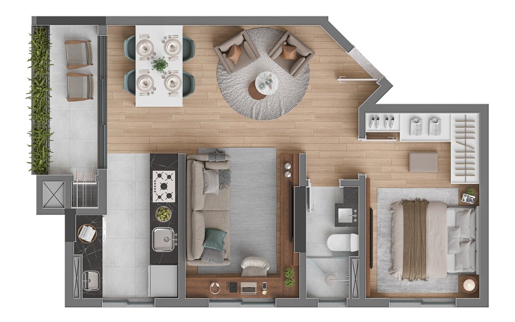 Planta 05 - 1 dorm 50m - opo