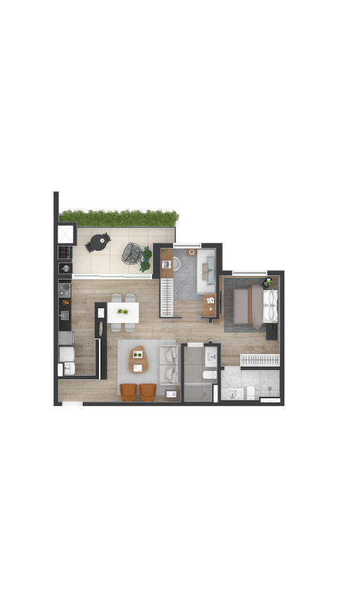 Planta 01 - 2 dorm 72m