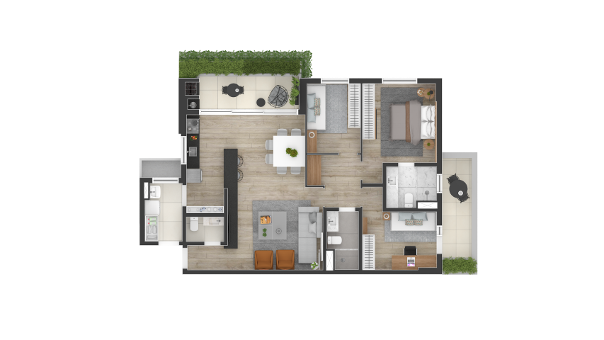 Planta 08 - 3 dorm 116m - garden