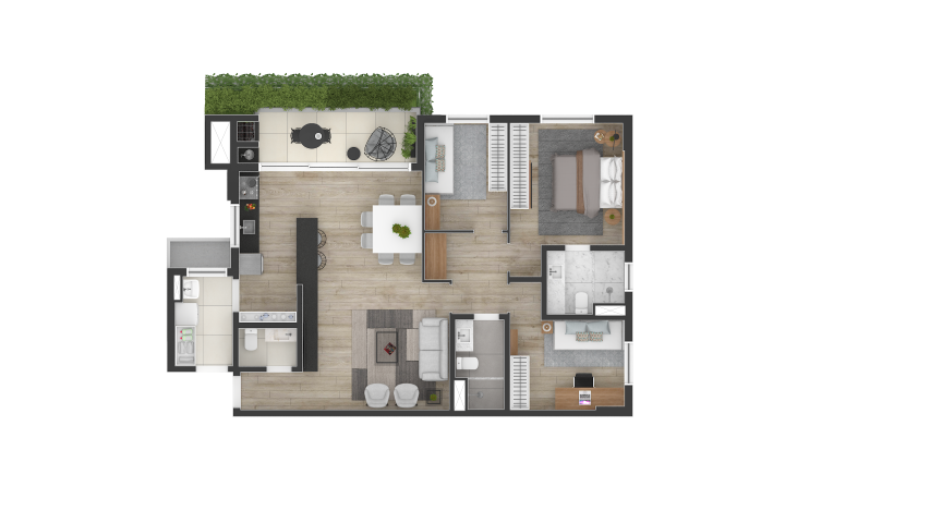 Planta 04 - 3 dorm 105m