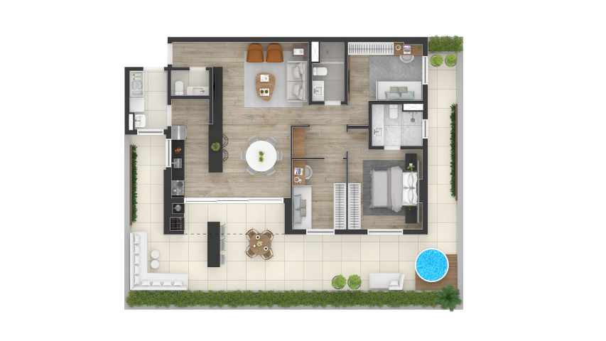 Planta 09 - 2 dorm 168m - garden