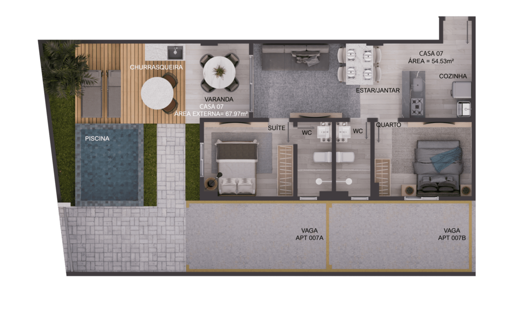 Planta 25  - 2 dorm 122,5m - garden