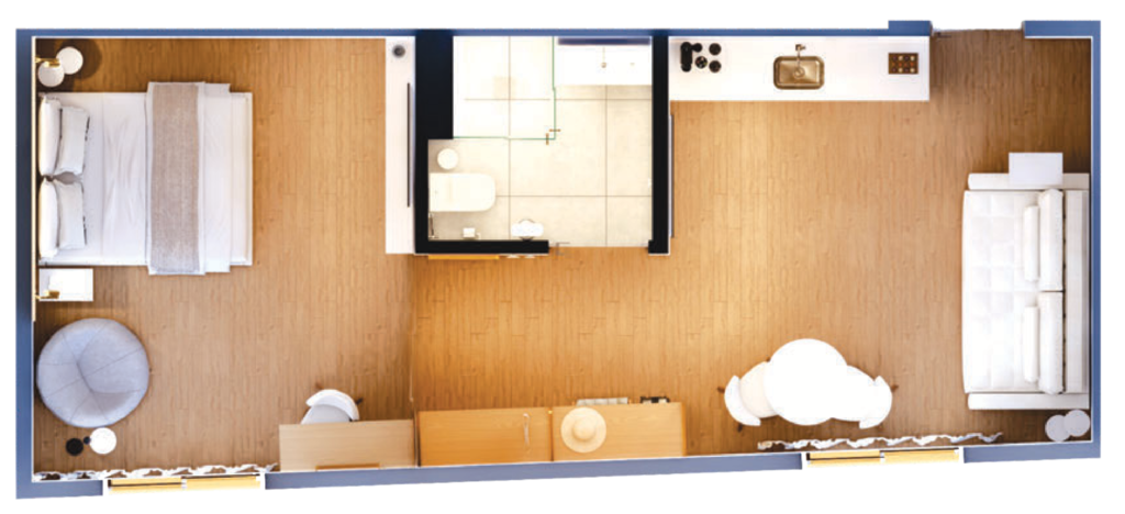 Planta 05 - 1 dorm 42,34m - studio