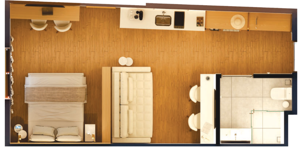 Planta 03 - 1 dorm 34,44m - studio