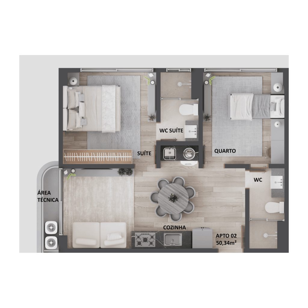 Planta 05 - 2 dorm 50,34m